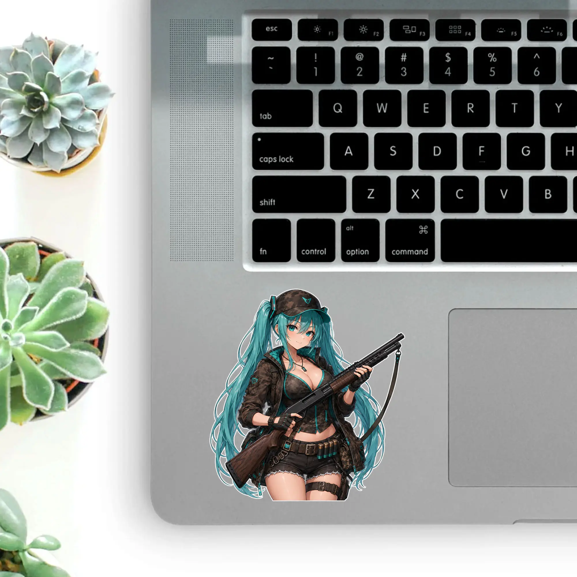 Miku Girl Vinyl Sticker, Vocaloid Blue Hair Tactical Waifu Decal, Waterproof Laptop Car and Tumbler Sticker Decor