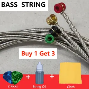 Bass Guitar String Set with 2 Picks +String Oil +Cloth And Color-Coded Heads for Enhanced Performance and Care