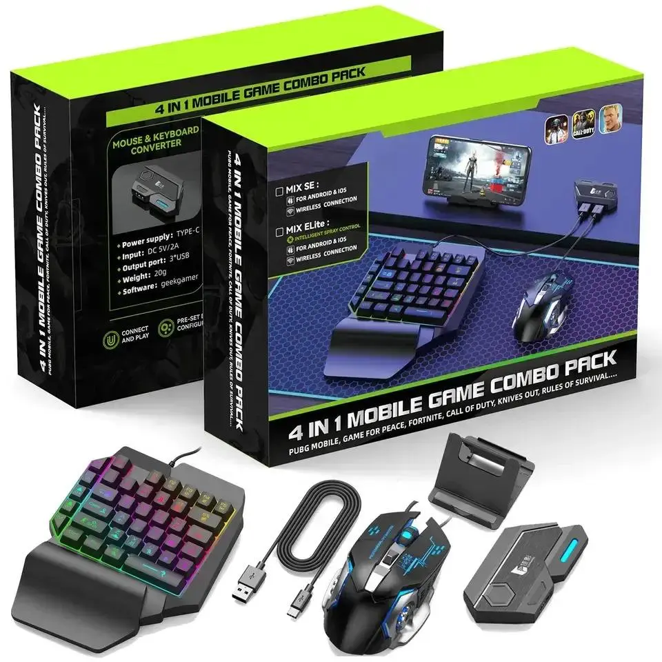 MOBIBLOOM Single-Hand Keyboard,Mobile Phone Game MouseCombination,Supports for Android Not IOS, 35 Game-Specific Keys, RGB Lighting, Thin Film Keyboard,Left Hand Keyboard