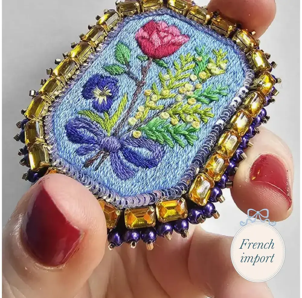 Rose and Mimosa Bouquet Brooch