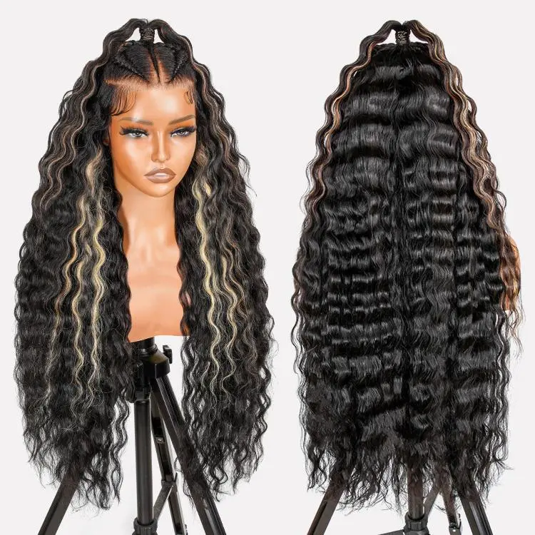 AliPearl Wig Pre Braided Highlight Stylist Wig 13×6 Lace Frontal Deep Wave Pre Cut Lace Pre Plucked Hairline Wig Human Hair