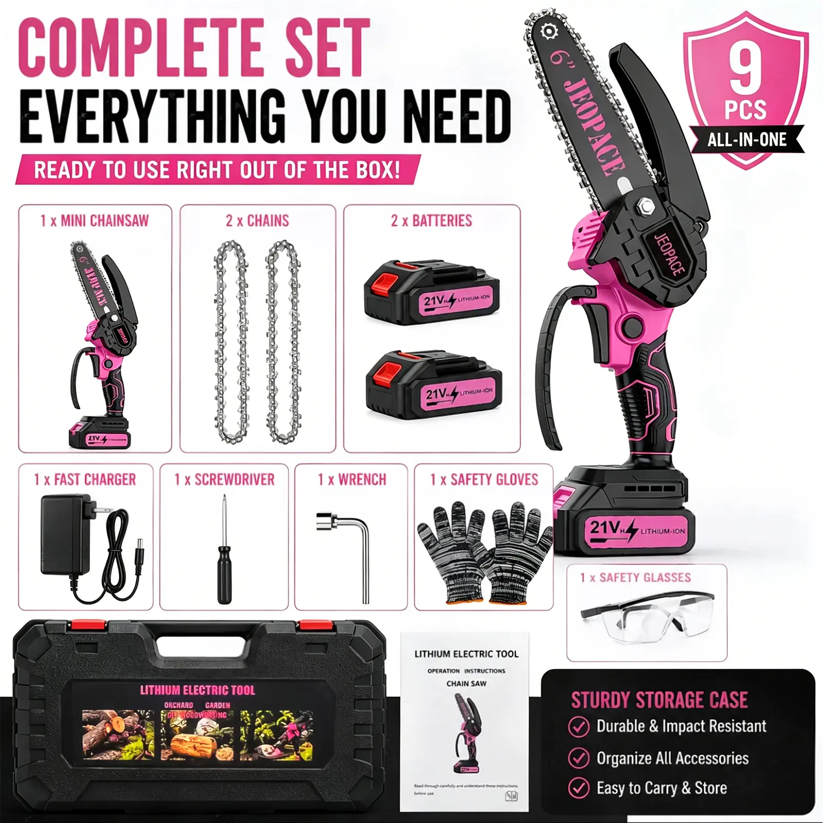 Mini Cordless Chainsaw 6 Inch Electric Chain Saw with Large Capacity Battery, Safety Lock, Lightweight Portable Handheld Chainsaw for Tree Branch Pruning, Wood Cutting & Garden DIY, Valentine's Day Gift