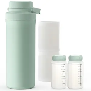 22oz Breast Milk Cooler Bottle, Portable Milk Cooler for Breastmilk with 360°Cooling for 24 Hours, Millk Chiller with 2pcs Baby Bottles, Breastmilk Storage Bags for Baby, BPA-Free (Green)