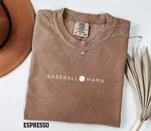 Comfort Colors Minimalist Baseball Mama T-Shirt, Sports Mom Tee, Game Day Shirt, Neutral Aesthetic Mom Tee, Simple Baseball Graphic Shirt