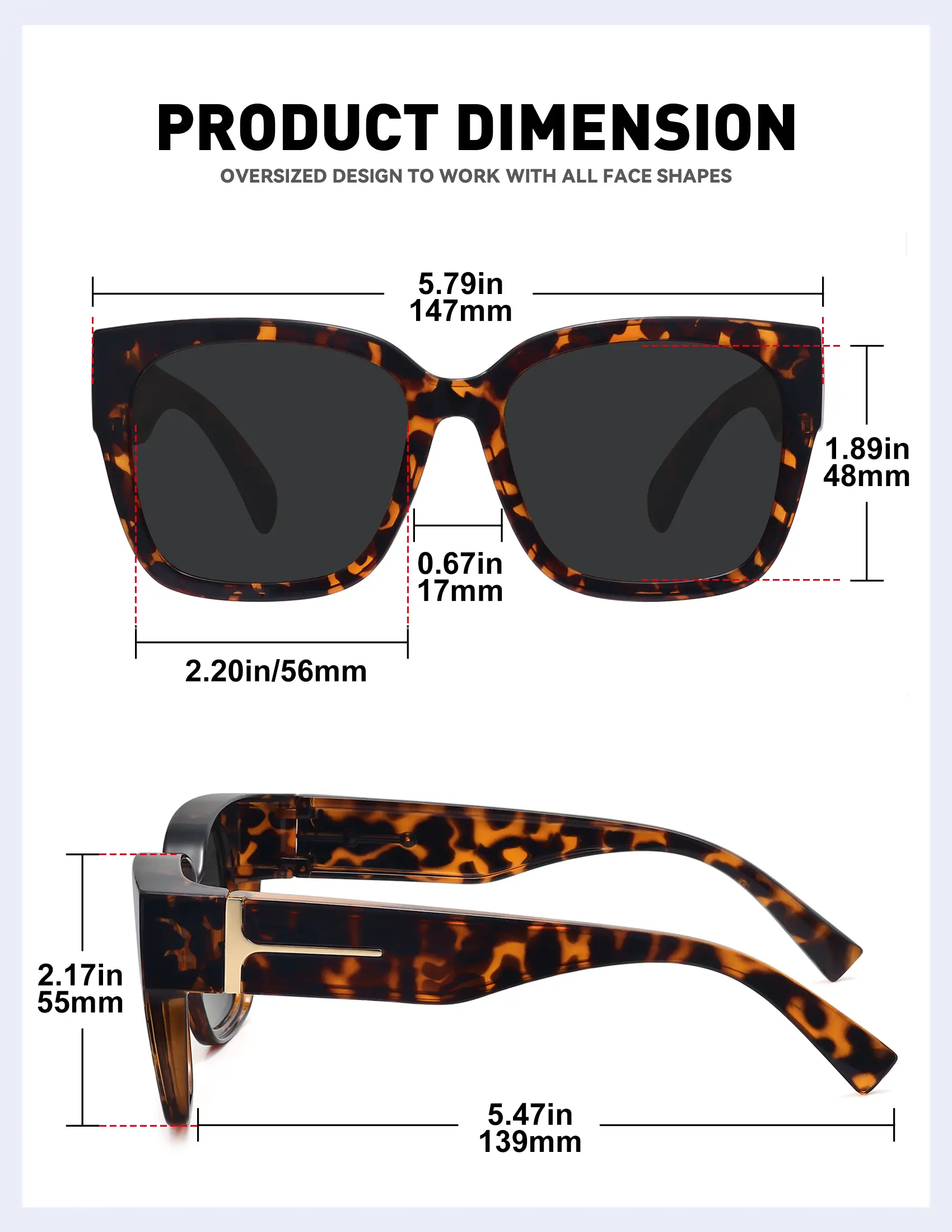 3 Pack Oversized Fit Over Sunglasses Polarized UV400 for Women Men Cyxus Clip-on Polarized Sunglasses, Fit Over Sunglasses for  main image 3