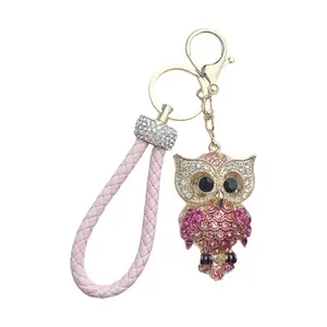 Sparkling Rhinestone Owl Keychain, Creative Metal Car Key Ring, Cute Animal Bag Pendant Charm for Women & Men