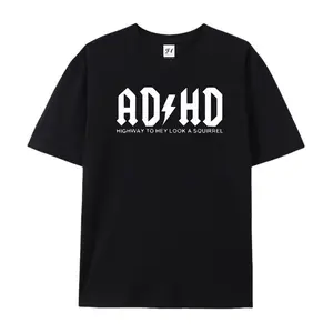 ADHD Highway To Hey Look A Squirrel Graphic T-Shirt, Cotton Comfort Tee, Funny Neurodivergent Fashion Outfit, Casual Meme Shirt, Ideal Birthday & ADHD Humor Gift for Him/Her