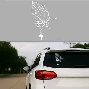 Praying Hands Rosary Car Decal – Premium Waterproof Vinyl Sticker for Cars, Trucks, Laptops & Walls, Easy Application, Long-Lasting Outdoor Vehicle Graphic