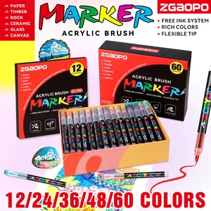 Soft Tip Acrylic Marker Pens 8-288 Colors, Smooth Flow, Water-Based Ink, Multi-Surface Use, Portable Case, Ideal for Artists & DIY Projects