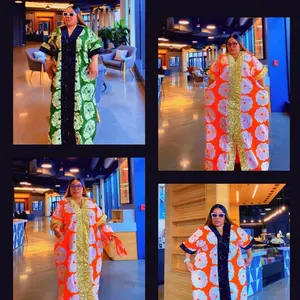 African Print Cotton Free Size Dress With 2 Side Pockets, Inner Belts, 100% Cotton, One Size Fits Most Maxi Length Dress, Comfortable Fit Versatile for Casual Formal Occasions Geometric Womenswear Summer Style Vneck