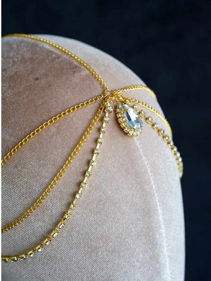 1 Elegant And Fashionable Crystal Water Drop Forehead Necklace