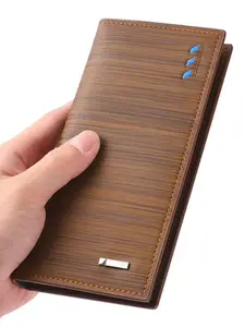 Men's Long Wallet with 12 Card Slots, Fashionable PU Material, Outdoor Coin Pouch, Checkbook Holder, Unisex ID and Receipt Case