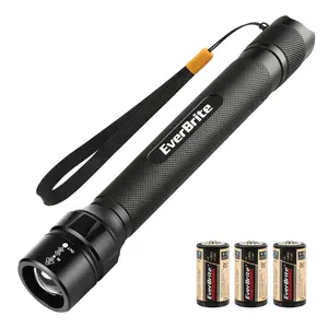 #Summervibes EverBrite Ultra Bright Tactical Flashlight, 600 Lumen Zoomable Adjustable Focus, 4 Light Modes, Heavy-Duty Aluminum Flashlight for Hurricane Supplies Camping, 3C Alkaline Batteries Included