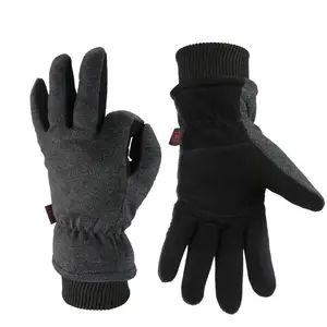 OZERO Winter Gloves -30F Proof Deerskin Suede Leather Insulated Water-Resistant Windproof Thermal Glove Driving Hiking Snow Work in Cold Weather - Warm Gifts for Men and Women