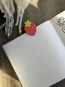 Handmade Strawberry Polymer Clay Page Clip Kawaii Stationery Gift for Coloring Enthusiasts Multi-Purpose Planner Clip Chunky Bookmark Photo Holder Desk Decor