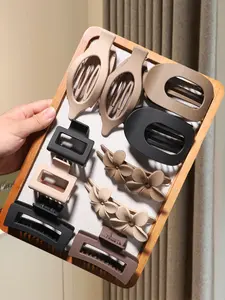 10pcs Daily Casual Versatile Ladies Hair Accessories, Simple Large Ingot Duck Bill Clip Hollowed-out Back Of The Head Hair Clip, Elegant and Temperament Hair Clip Suitable for All Kinds Of Scenes, Durable Plastic Flower Hair Clip