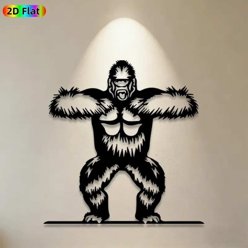 1pc Gorilla Metal Wall Art, Powerful Gorilla Statue Mural, Ideal Gift for New Year, Halloween, Wildlife Decor Enthusiasts, Rust-Resistant Metal Wall Decor Wall Sculptures, Perfect for Living Room Wall & Garden Fence, Striking Animal-Themed Home Decor