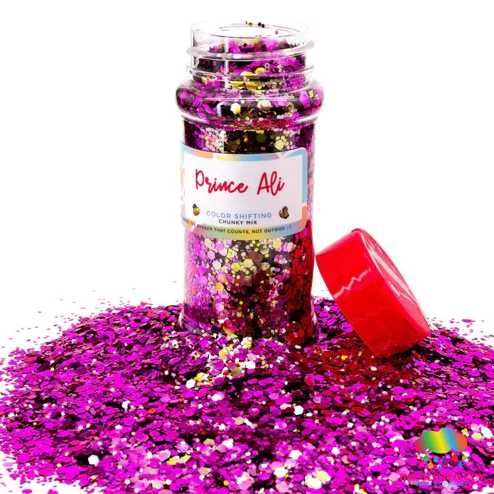The Glitter Guy Prince Ali Chunky, Illuminating Iridescent Color-Shifting Hexagonal Glitter for Nail Art Decoration & Accessories (All Ages Suitable), Illuminating Iridescent Glitter