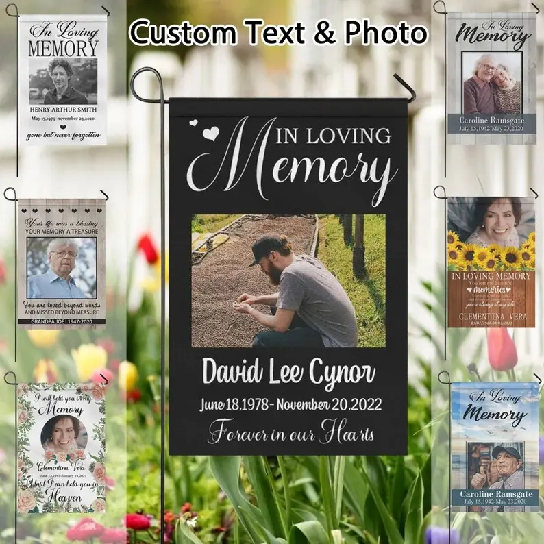 Personalized Memorial Garden Flag - Custom Photo, Custom Name, Outdoor Home Garden Decor Accessory 12x18 24,5x32 inch Size