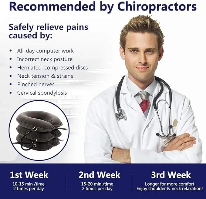 Cervical Neck Traction Device for Instant Neck Pain Relief - Inflatable & Adjustable Neck Stretcher Neck Support Brace, Neck Traction Pillow for Home Use Neck Decompression