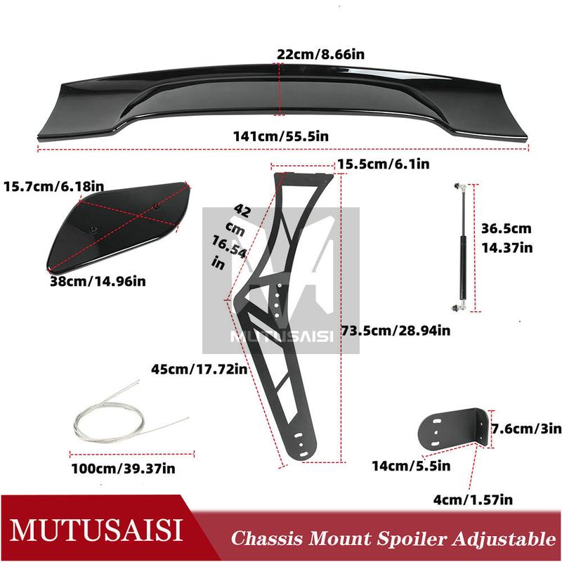 MUTUSAISI Universal 55inch GT Racing Spoiler Chassis Mount Trunk Wing Accessories for Most Vehicles
