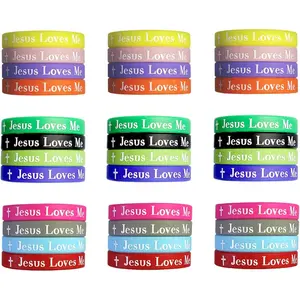 Loves Me Bracelets Bulk 24/48Pack, Colorful Inspirational  Wristbands for Adults, Teens, Party Favors, Church Events, Religious Gifts