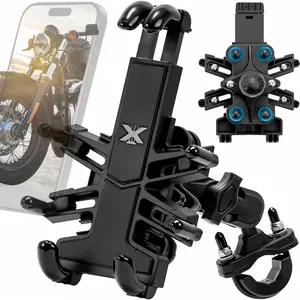 Phone Mount Holder: Anti-Shake Phone Mount with Vibration Dampener for 4.7-7.2" Smartphone, Heavy Duty Adjustable Cellphone Clip Fits 0.6-1.3" Handlebar for  Bicycle Scooter ATV