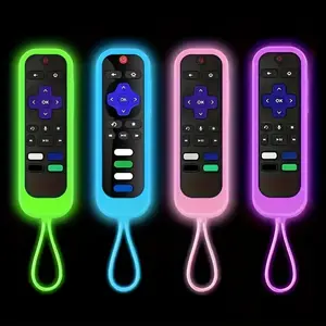 1 count Durable Universal Silicone Remote Control Cover - Soft Touch, Night Light Enhanced, Perfect for TCL Hisense Roku, TV Steam Stick 4K+, with Handy Hanging Rope