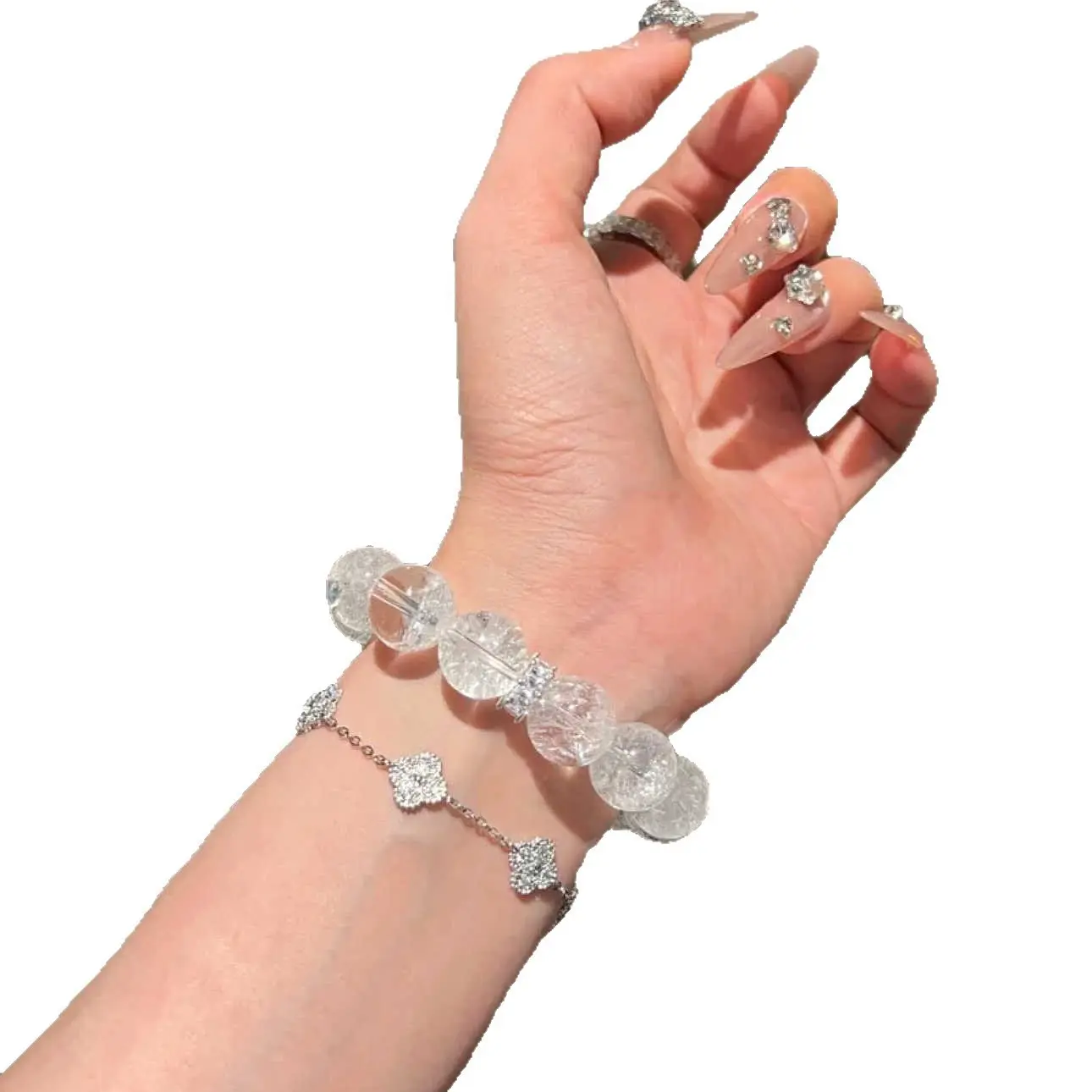 Light luxury crushed ice bracelet for women, high-end feel, imitation white crystal, White Aesestrel bracelet, crushed ice bracelet in stock