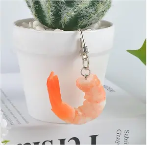 PVC Imitation Shrimp Meat Key Chains Creative Food Keychain for Women Bag Pendant Novelty Funny Scene Decoration Party Gift