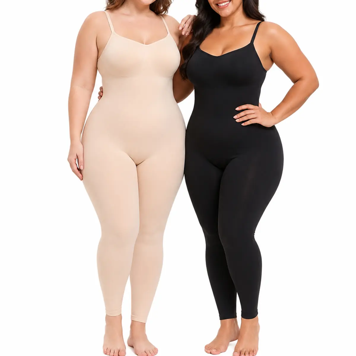 SHAPERX 2PCS Full Body Shapewear Tummy Control High Waisted Leggings Stretchy Bodysuit Black Sculpting