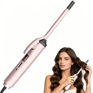9mm Small Curling Iron Fast Heating Ceramic Skinny Hair Curling Iron Wand with Digital Display for Short Long Hair Styling Portable & Durable
