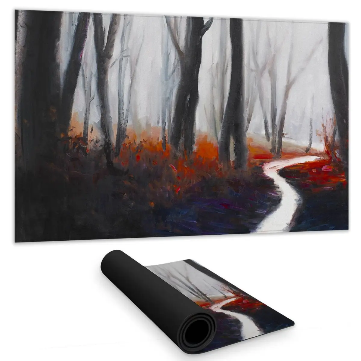 360-Degree Stand Mysterious Forest Decorative Rug Mat - 14x24 in, Forest Scene Design, Fade-Resistant, Rubber Back, Contemporary Home Decor Accessory for Bedroom Desks
