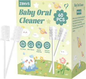 Baby Tongue Cleaner – Gentle Newborn Oral Care, Disposable Toddler Tooth Brush for 0-24 Months Tooth Mouth Gum Clean (60-Pack, Square)