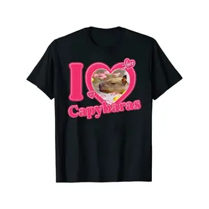 I Love Capybaras Casual Short Sleeve Crew Neck T-Shirt Outfits Summer Clothing