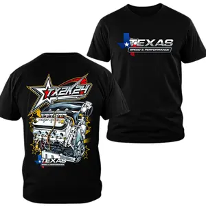 Texas Speed & Performance T-shirt, TX2K Turbo Engine Graphic, 2 Sides, Soft Cotton Shirt, Drag Racing Performance Apparel for Men & Women tiktokshopspringglowup