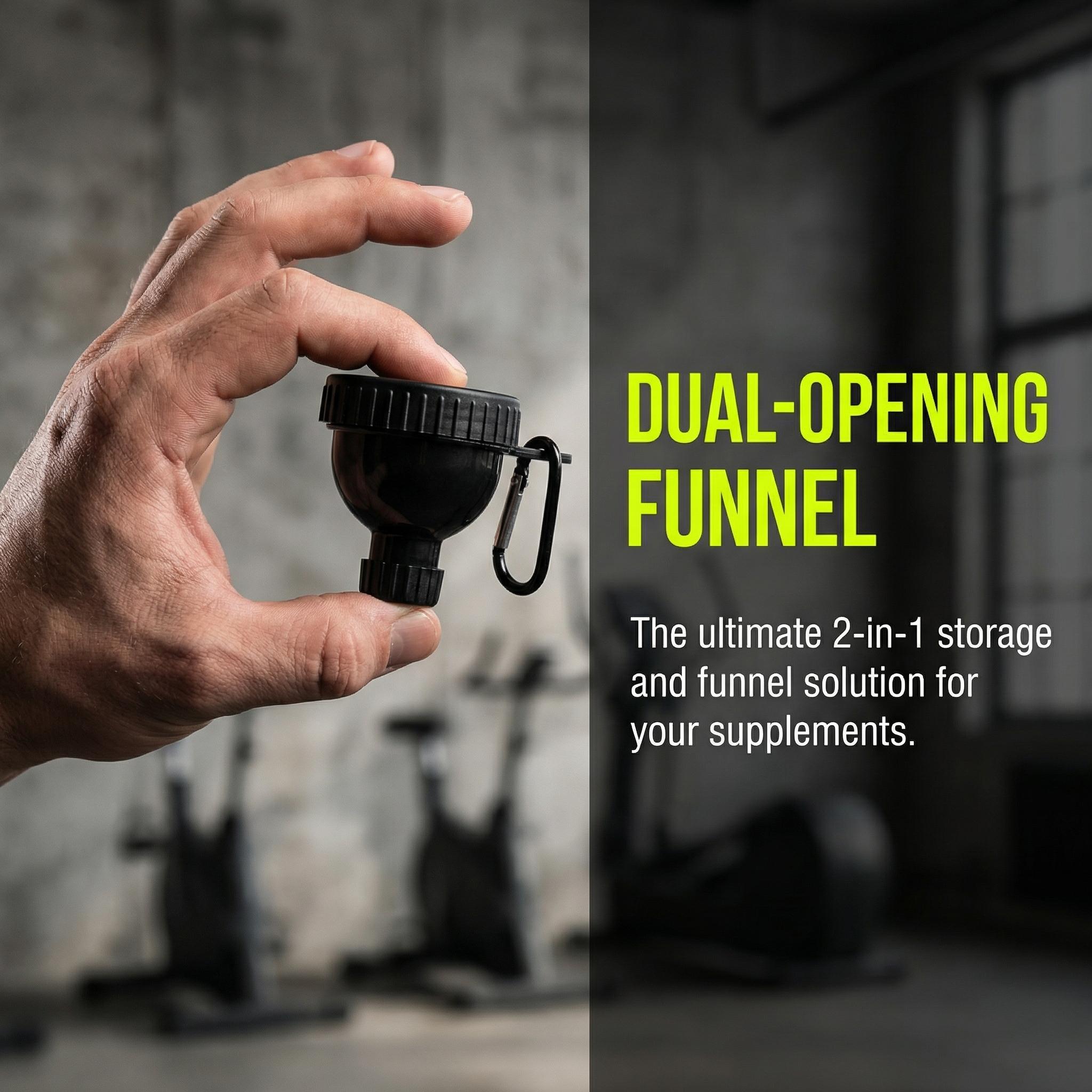 NEW Buy 1 Get 1 Free Protein Powder Funnel-Mini with Sliding Scoop and Container — High-Quality Funnel for Pre-Workout Creatine Powder, Coffee/Milk/Smoothie/Chocolate Powder, BPA-Free Plastic Kitchen Utensil, Perfect Gift for Valentine’s Day