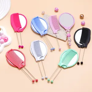 14pcs Beadable Comb Mirror Portable DIY Beaded Makeup Mirror Comb Gift DIY Beading Gift Beauty Acrylic