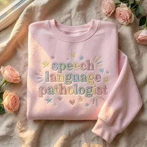 [MADE IN US] Embroidered Speech Therapist Sweatshirt – Personalized SLP Gift, Nurse Embroidered Crewneck, Nurse’s Quote Shirt