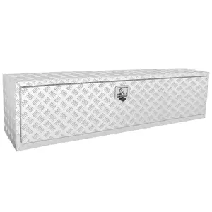 VEVOR Underbody Truck Box, 60"×17"×18" Pickup Storage Box, Heavy Duty Aluminum Diamond Plate Tool Box with Lock and Keys, Waterproof Trailer Storage Box with T-Handle Latch for Truck, Van, Trailer