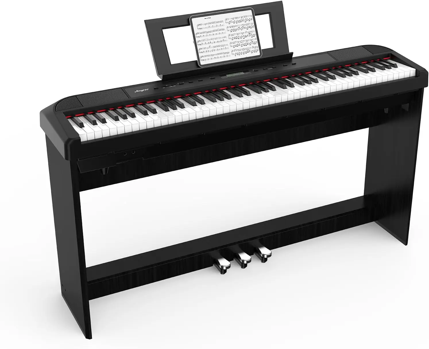 Weighted Keyboard Piano 88 Keys With Wooden Stand-Triple Pedals-Portable Power Supply-Hammer Action-Suitable For Beginners And Professionals