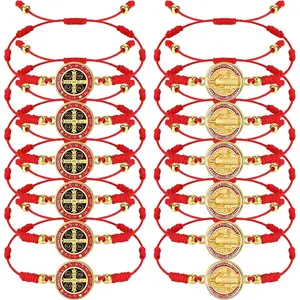 12 Pieces 7 Knot Catholic String Bracelets Recuerdos De Confirmacion Catolica Adjustable Rosary Bracelet for Women Men