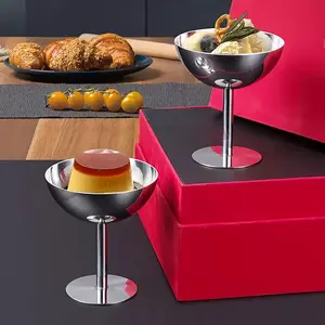 4pcs Goblet, Elegant Stainless Steel Ice Cream Cup, Dessert Bowl, Dessert Cup, 180Ml, for Pudding, Mousse, Fruit Salad, Home, Restaurant, Hotel Party Use, Kitchen Cutlery Set, Dishwasher Available, Silvery