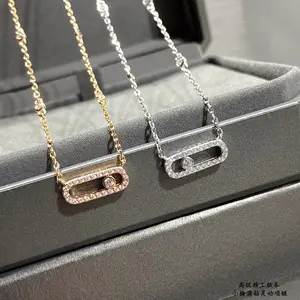 Meraki Delicate 3-Diamond Sliding Cube Zirconia Necklace, High-Brightness Titanium Steel Adjustable Paperclip Chain Pendant, Fade-Resistant, Everyday Wear Jewelry Gift for Her