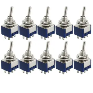 10pcs AC 125V 6A Amps ON/ON 6 Terminals 2 Position DPDT Toggle Switch MTS202