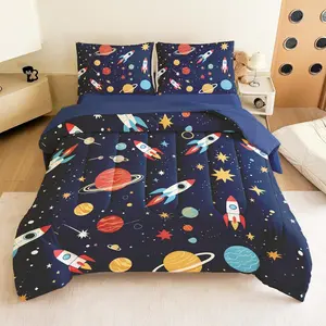 Bedding Set Space Bedding - 5 count Comforter Set, Rocket and  Galaxy Comforter Set for -Season - Machine Washable, Durable -  Idea for Boys and Girls Room