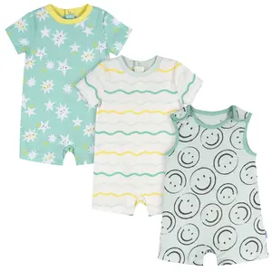 Onesies Brand Baby Gender Neutral Rompers Pack of Three 100% Cotton Soft and Gentle with Leg Snaps and Stretchy Leg Holes for Spring Wear