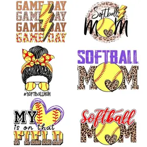 Baseball Mom Themed Heat Transfer Sticker, 6 Counts/set Iron-on Patches for DIY Handcraft T-shirts, DIY Decorative Patches for Clothing & Accessories