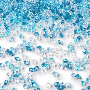 Fake Ice Rocks, Mini Clear and Blue Acrylic Crushed Ice Rocks for DIY Crafts, Wedding Vase Fillers, Home Decor