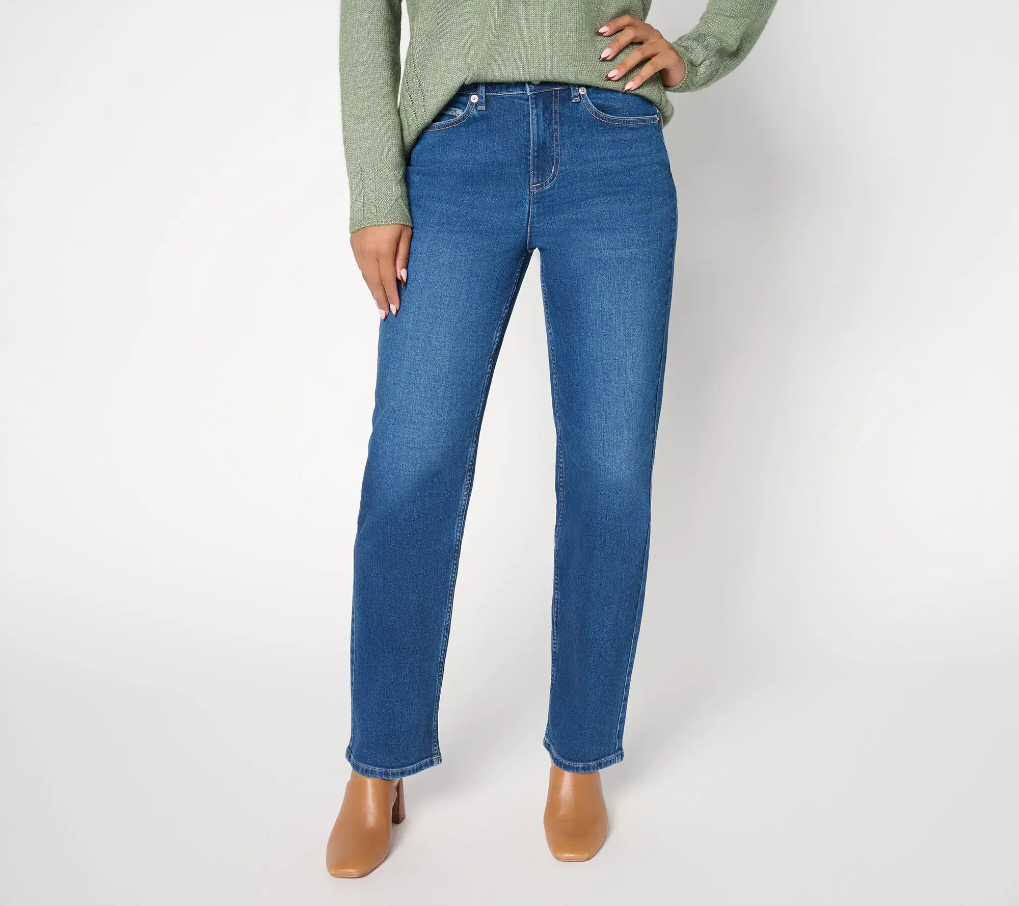 LOGO by Lori Goldstein Regular Indigo Straight Leg Jeans